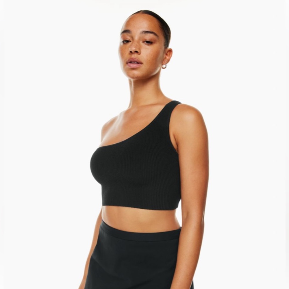 Aritzia babaton sculpt knit one shoulder cropped tank - size L